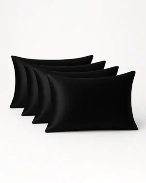30 mm Mulberry Silk Pillowcase 4pcs - Zippered - Black, Twin